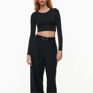 Aritzia Babaton Black Contour Crew Long Sleeve Crop Top XS